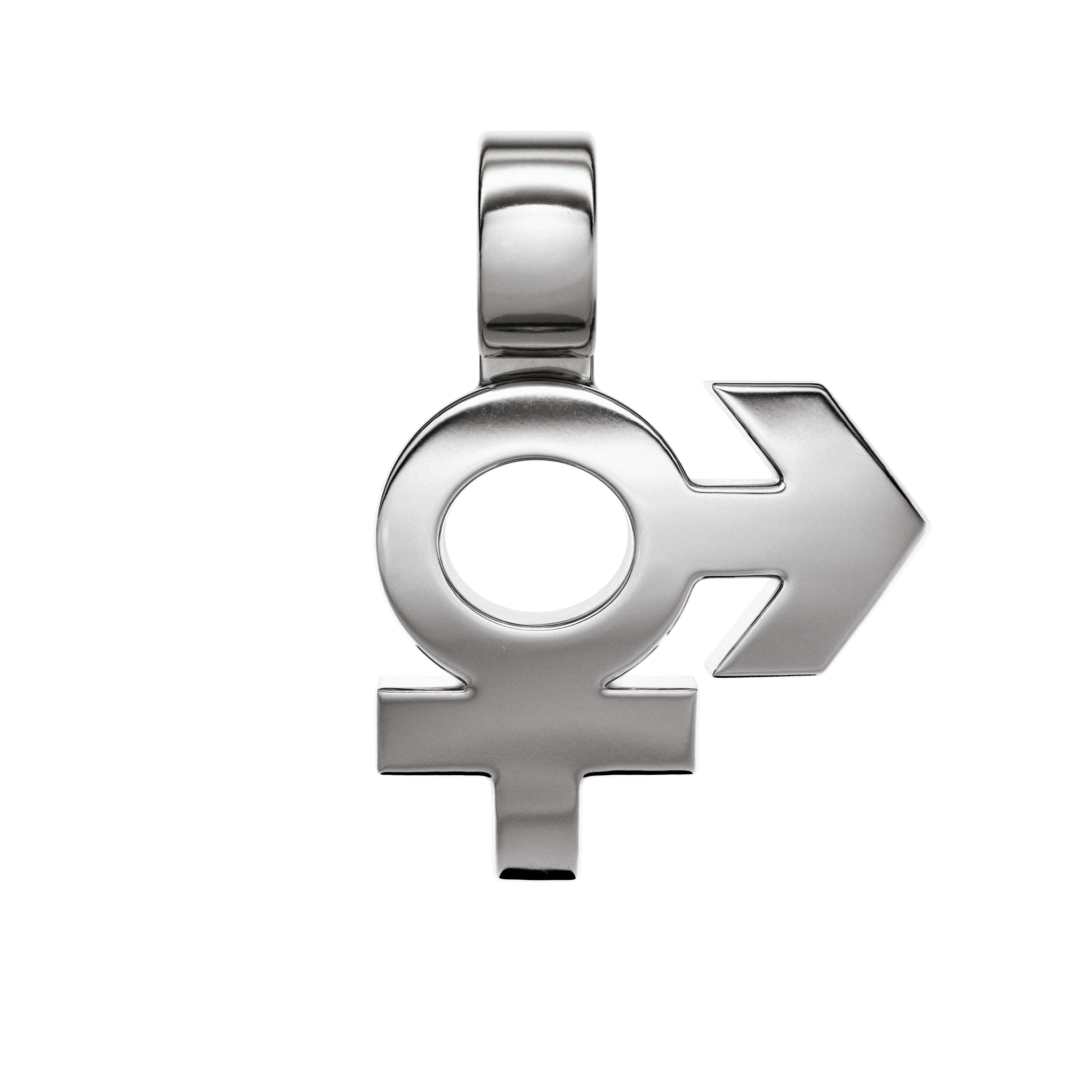 A detail of Signal ⚥ Pendant in Silver